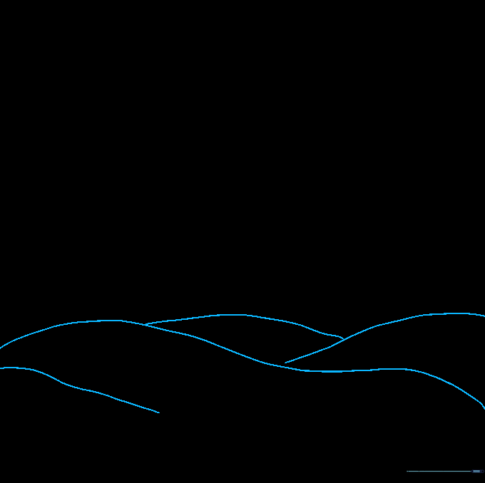 Pencil sketch showing overlapping wavy lines forming the sandy ocean floor base.