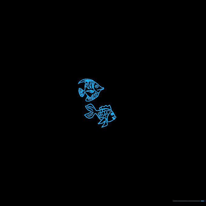 Sketch of various tropical fish swimming above the reef.