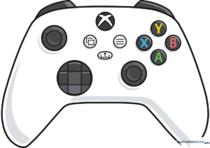 A vibrant, finished drawing of an Xbox controller, perfect for gaming fans.