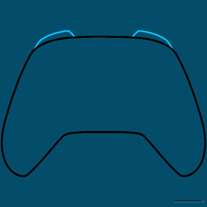 Drawing the left and right shoulder trigger buttons on the top of the controller outline.