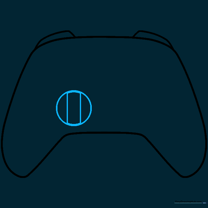 Sketching a circle with intersecting lines to form the base of the directional pad.