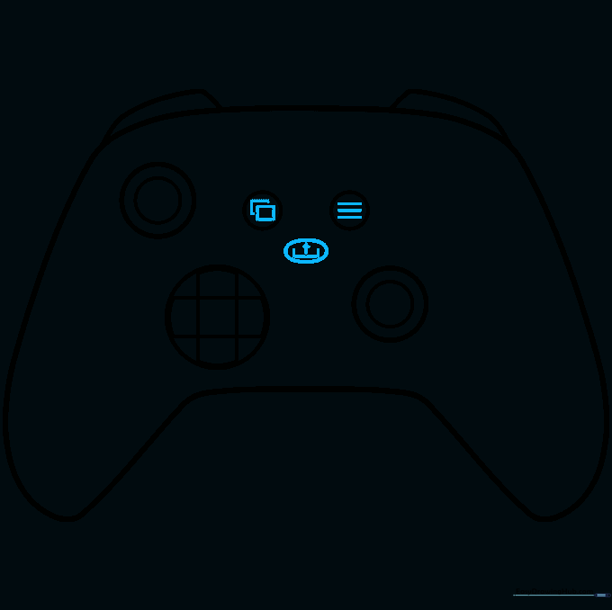 Drawing the small menu buttons and the central Xbox Guide button details.
