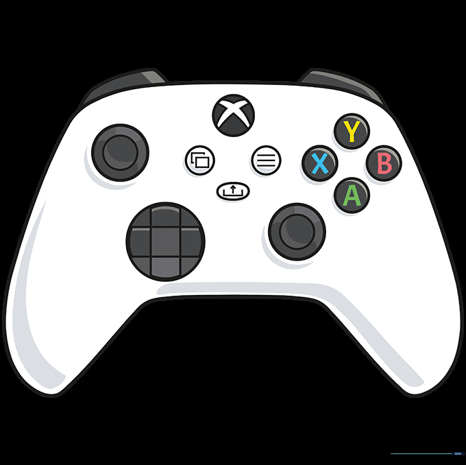 A fully colored and detailed Xbox controller drawing.