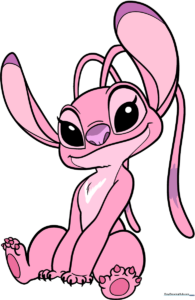 A colorful, finished illustration of Angel from Lilo and Stitch, ready for coloring inspiration.