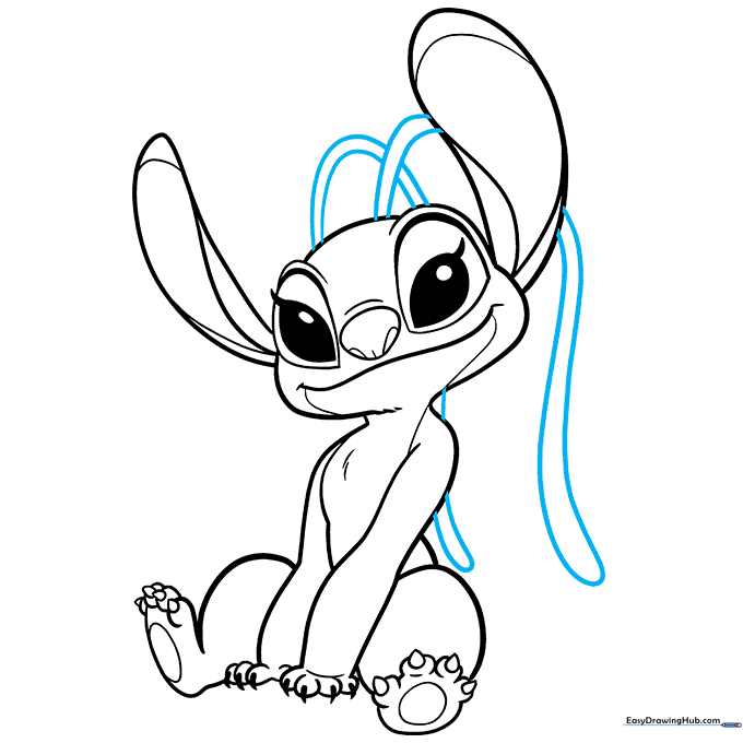Adding the final antennae to the top of Angel's head.