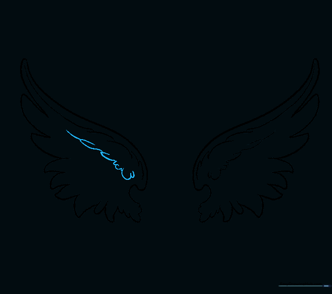 Mirroring the center feather details on the second wing.