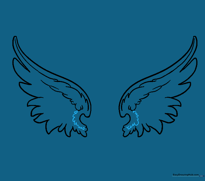 Adding small, soft feather details at the base of the wings.