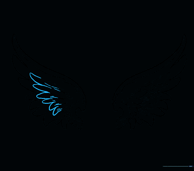 Matching the fine feather details on the second wing.