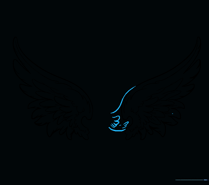 Adding final texture lines to the upper section of the wings.