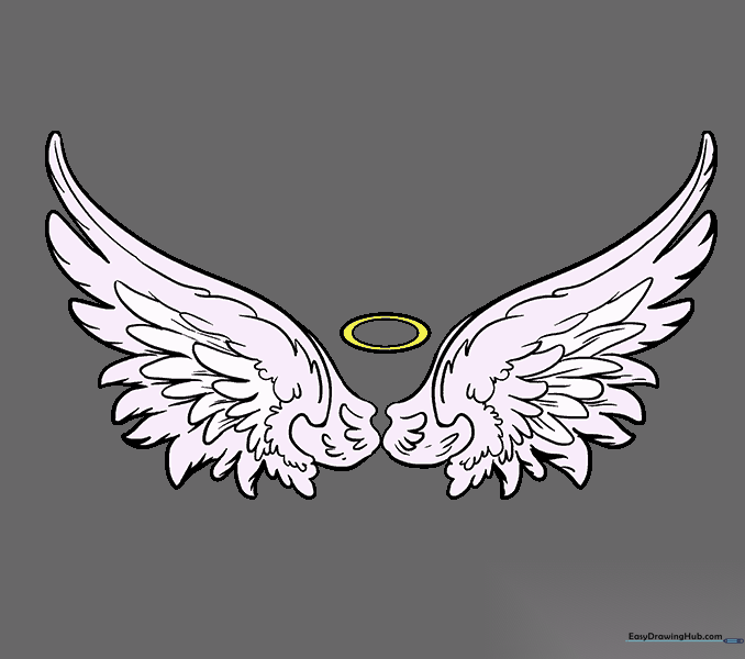The final shaded angel wings with a halo.