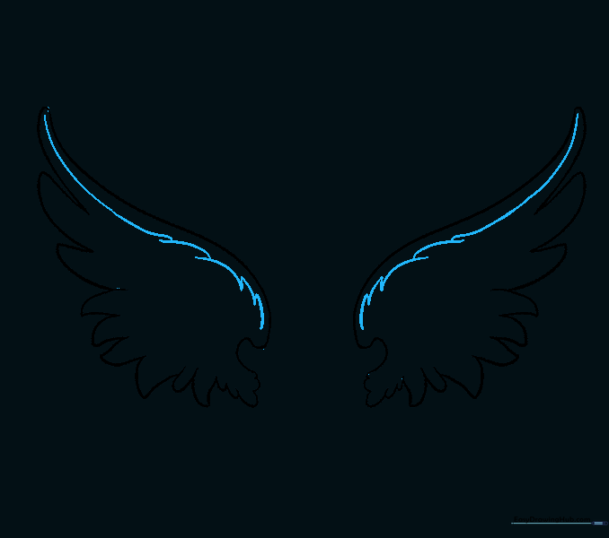 Adding soft, curved texture lines to the top of the wings.