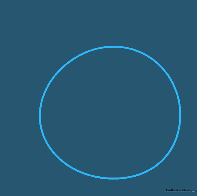 A light pencil sketch of a large circle representing the main body of the Angry Bird.