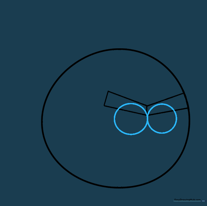 Two circular eyes drawn partially beneath the eyebrow shapes.