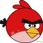 A finished, vibrant drawing of Red from Angry Birds, showcasing the completed character.
