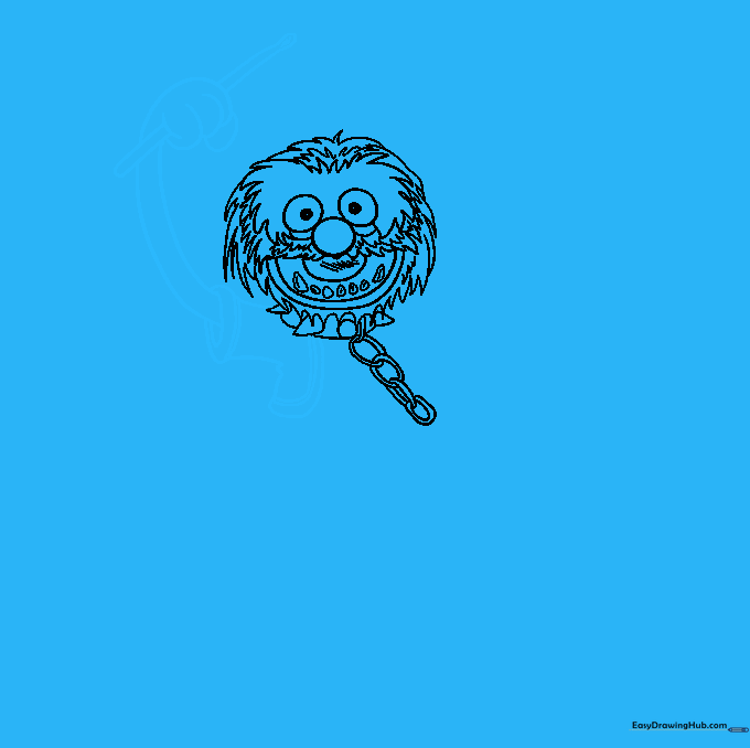 Drawing Animal's arm and hand holding a drumstick.