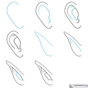 A clean, stylized anime ear illustration showing the final result of the tutorial.