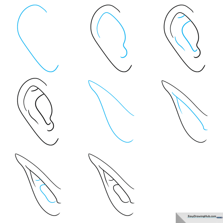 A clean, stylized anime ear illustration showing the final result of the tutorial.