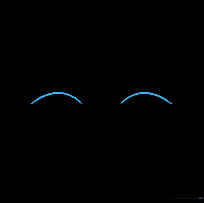 Two light, curved lines representing the upper eyelids of an anime character.