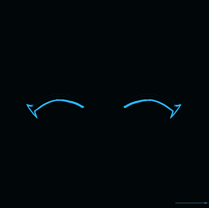 Outlining the full shape of the anime eyes by connecting the upper and lower lid lines.