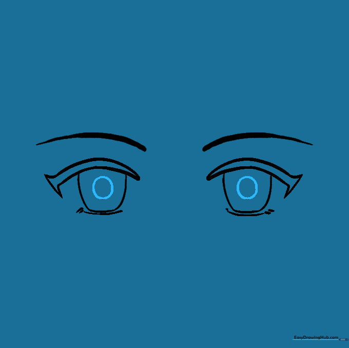 Adding small, dark pupils in the center of each iris.