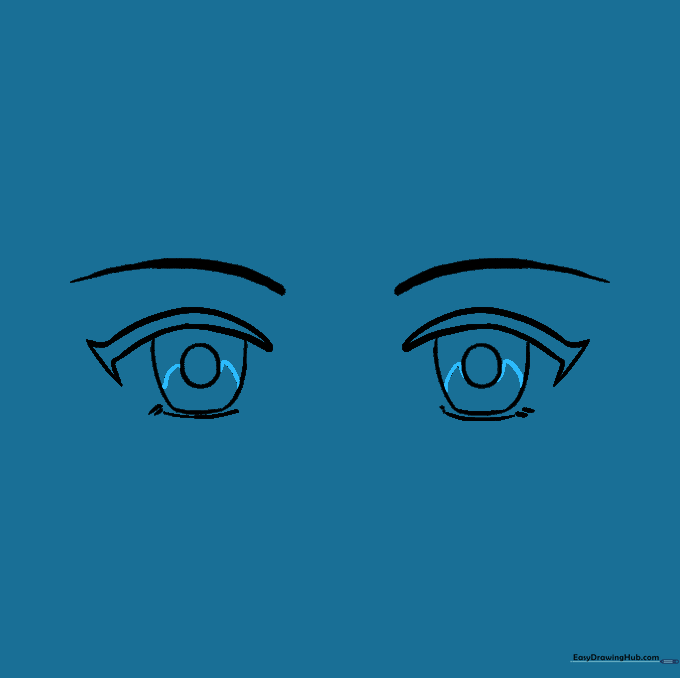 Adding decorative curved lines inside the iris to create depth.