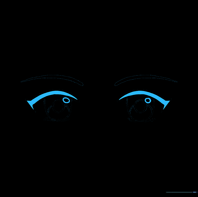 Adding a small highlight oval and shading the upper iris for a realistic effect.