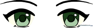 A collection of colorful, expressive anime eyes showing different styles.