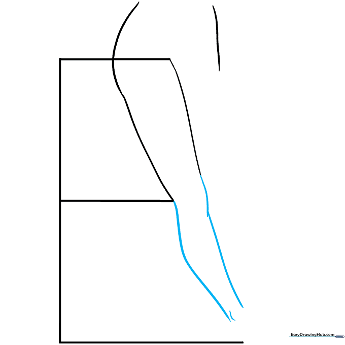 Drawing the lower leg and ankle using long, smooth curved lines.