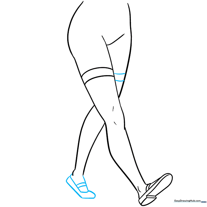 Adding the second shoe to complete the walking pose.