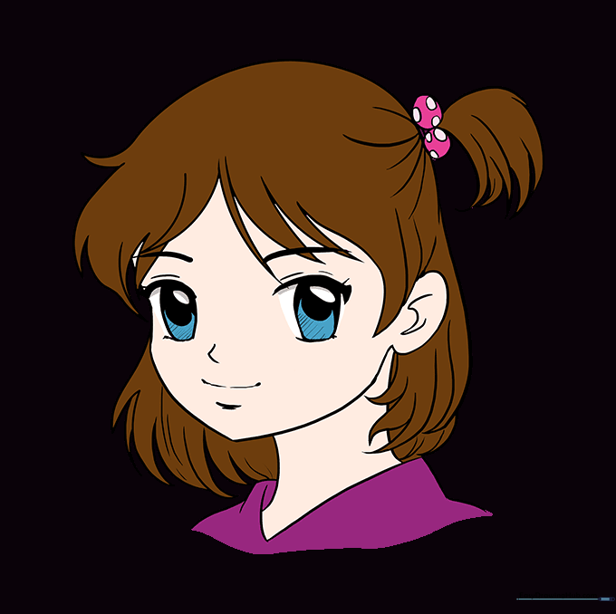 Finished anime girl face with vibrant colors applied.