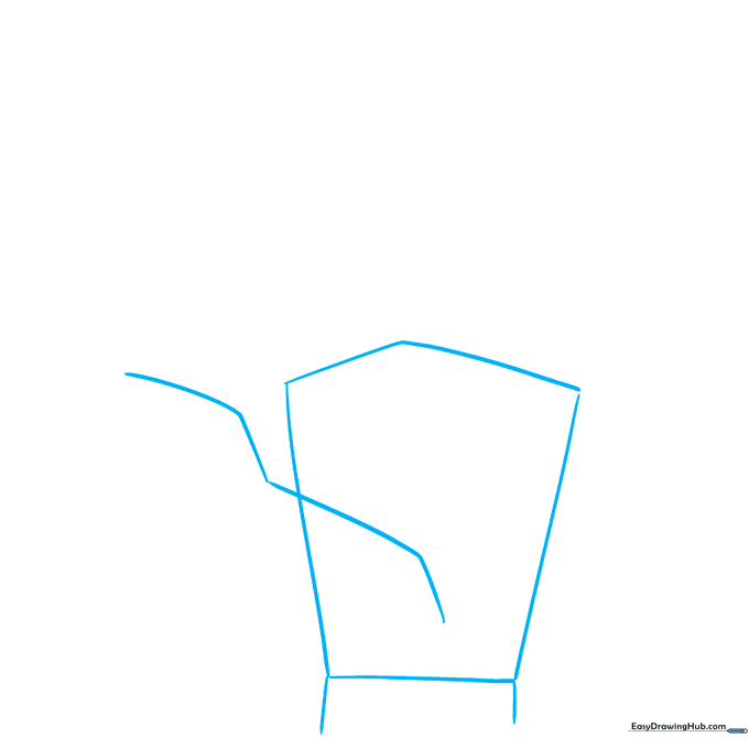 Pencil sketch showing a pentagon shape for the palm and a zigzag guide for the thumb placement.