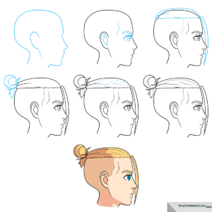 Finished illustration of a male anime character with styled hair.