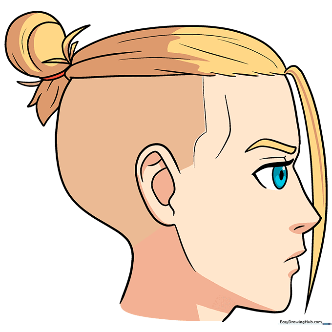 Completed anime male hair drawing with clean lines and coloring.