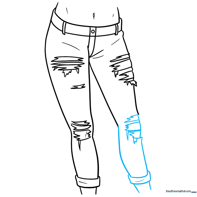 Final line art showing the complete structure of the anime jeans.