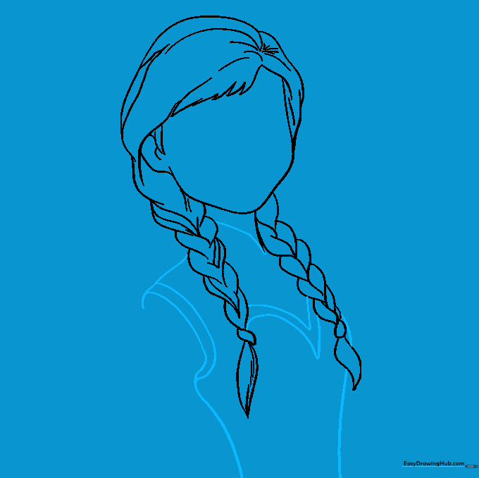 Outline of Anna's dress bodice and collar area.