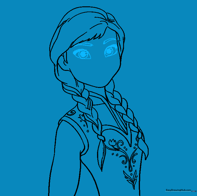 Detailed drawing of Anna's eyes and eyebrows.