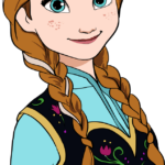 Full-color, finished illustration of Anna from Frozen, ready for coloring inspiration.