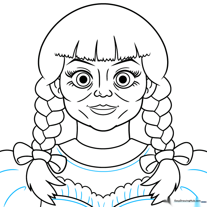 Adding detail lines to the dress to represent fabric folds.