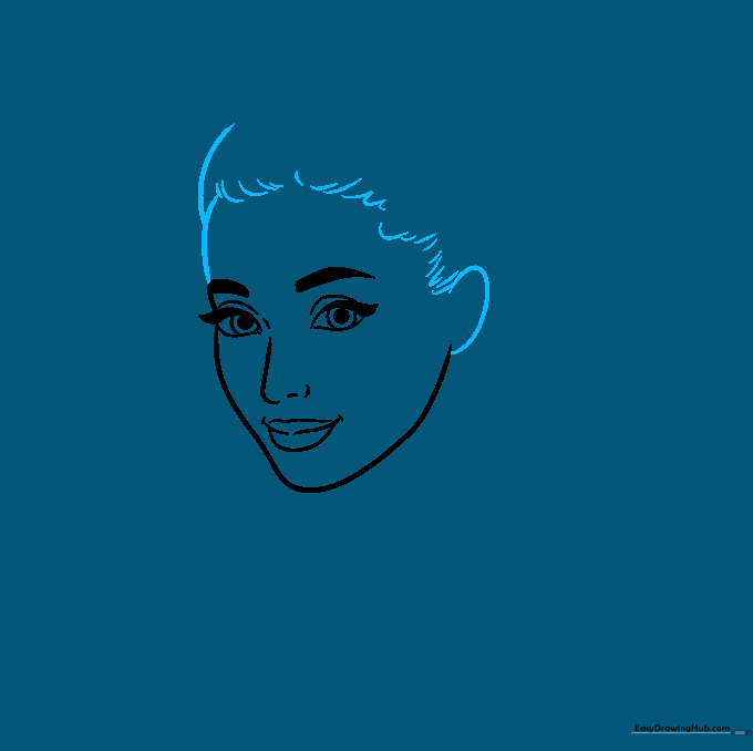 Sketch showing the upper head shape and hairline.