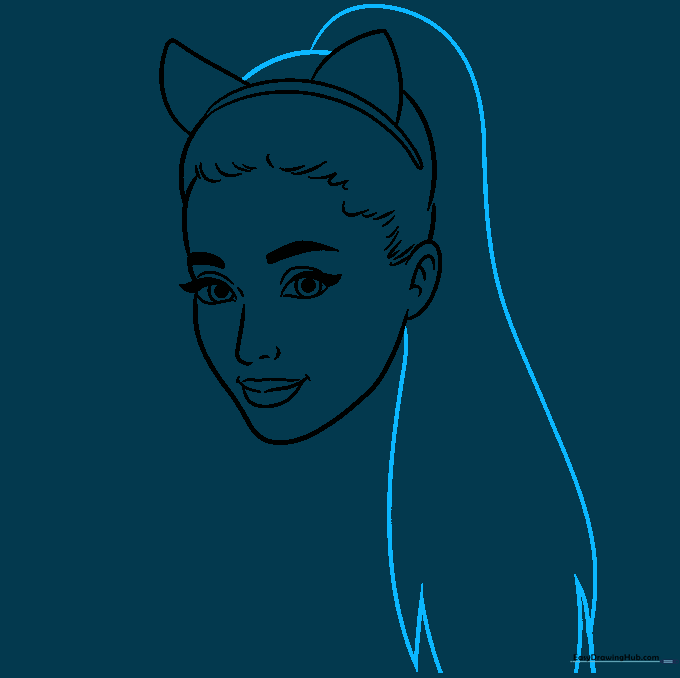 Sketch showing the high ponytail hairstyle.