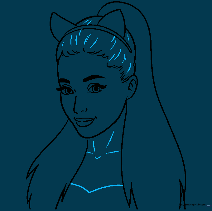 Sketch showing the neck and blouse collar.