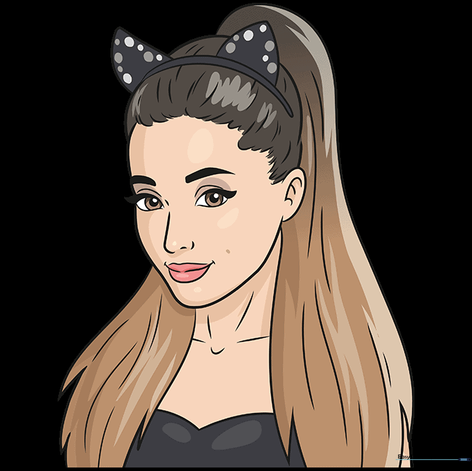 Finished, colored portrait of Ariana Grande.
