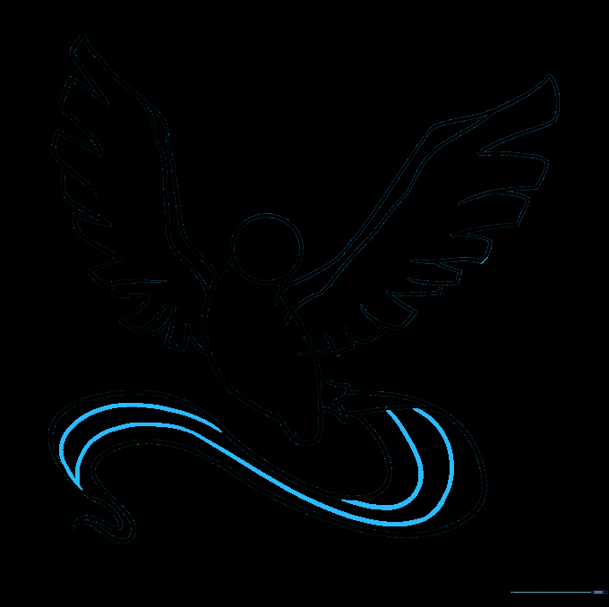 Adding interior lines to the tail to create a feathered texture.