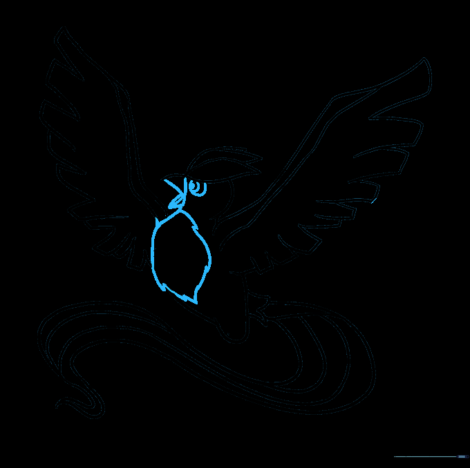 Adding the eye, beak detail, and chest feather texture.