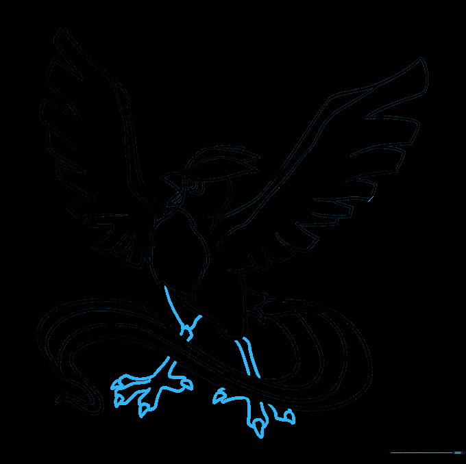 Finalizing the legs and claws of the Articuno drawing.