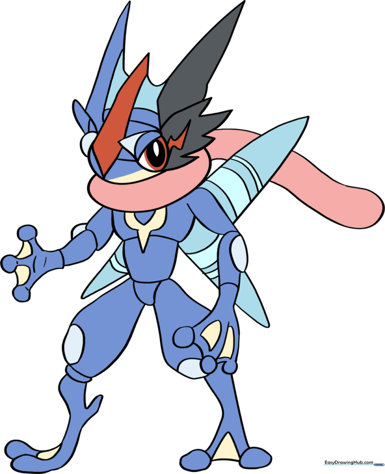 A high-quality, finished illustration of Ash-Greninja in a dynamic ninja pose.