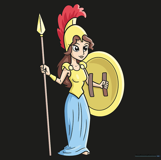 The final colored drawing of Athena