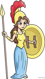 Full-color illustration of the Greek goddess Athena