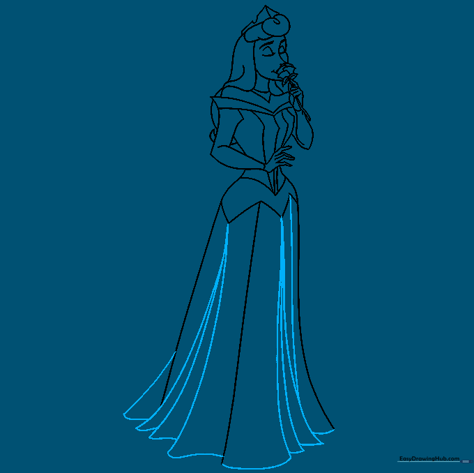 Adding final fold lines to the skirt for realism.