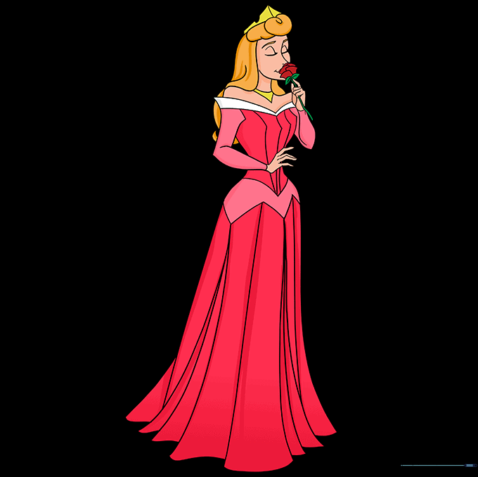 Finished, colored illustration of Princess Aurora.